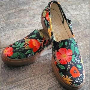 Keds x Rifle Paper Co Botanical Floral Double Decker Sneaker Shoes Slip On Black